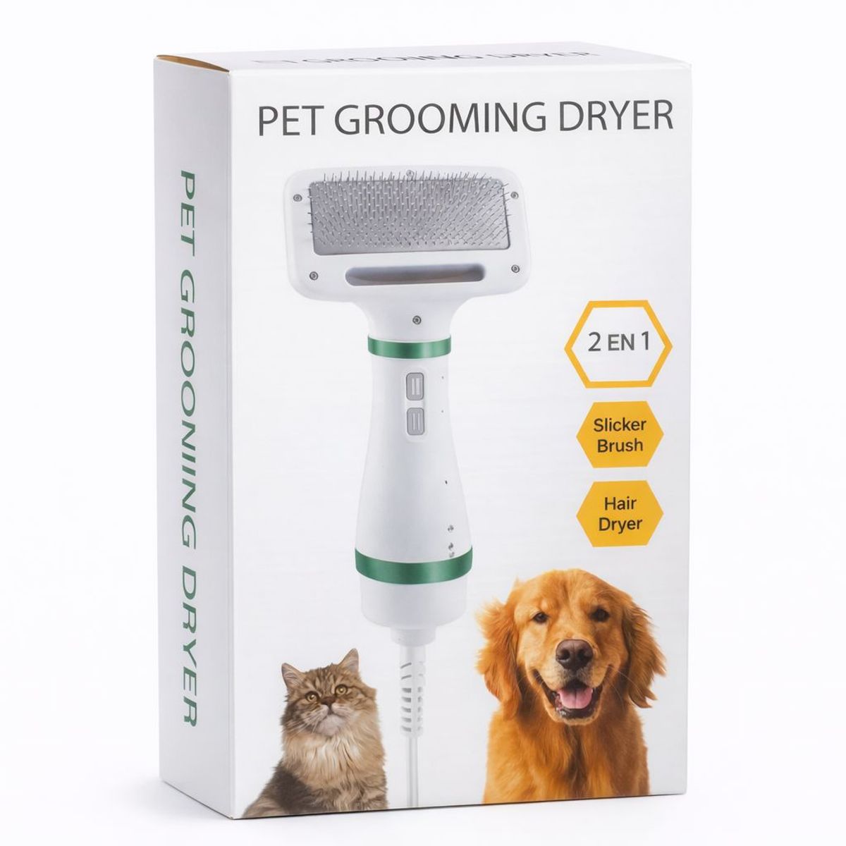GENERICO - Secador Cepillo para Mascotas 2 en 1 - Pet Grooming Dryer con 2 Niveles de Calor