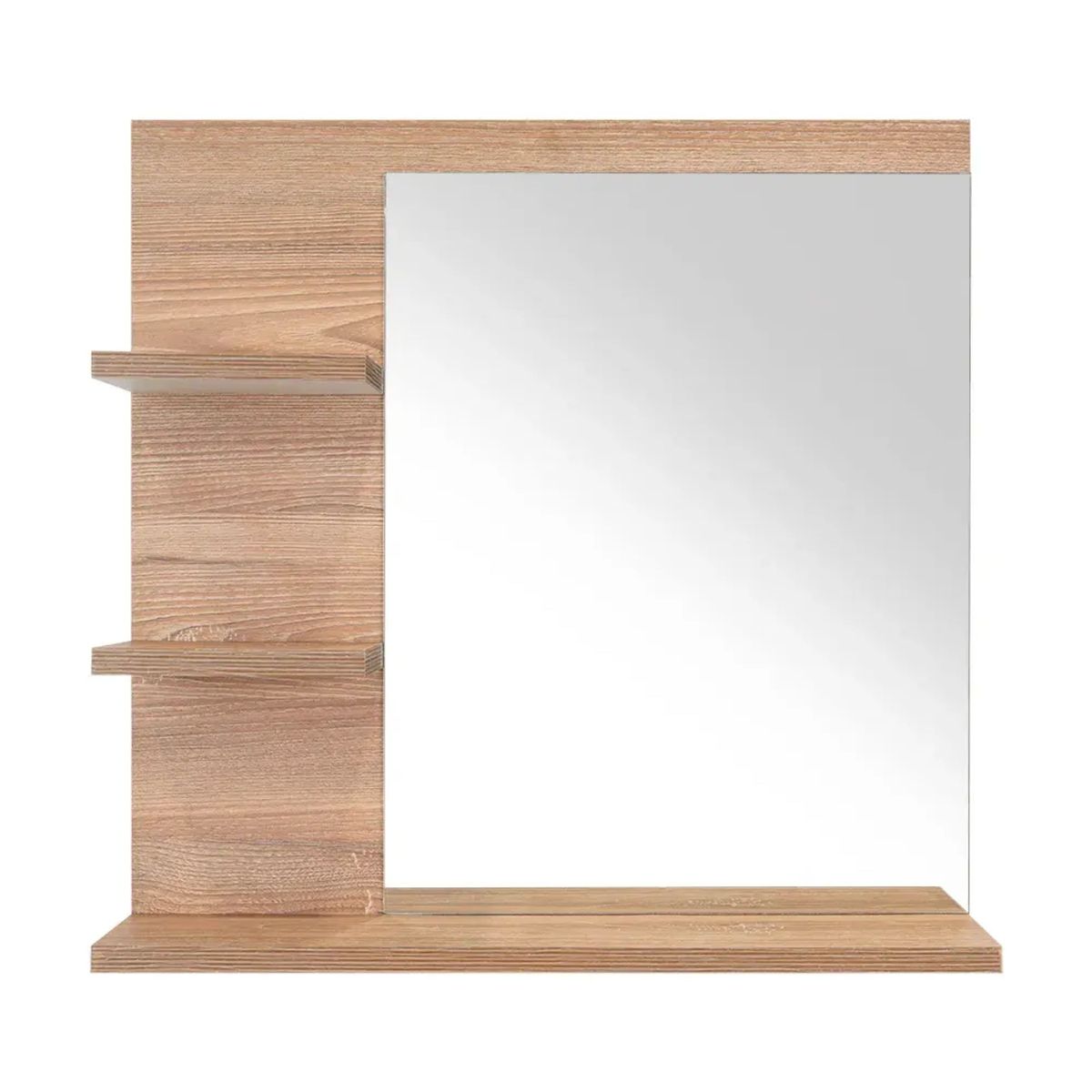 FMFURNITURE - Botiquin 50x50x115 Cm Con Espejo Café Claro