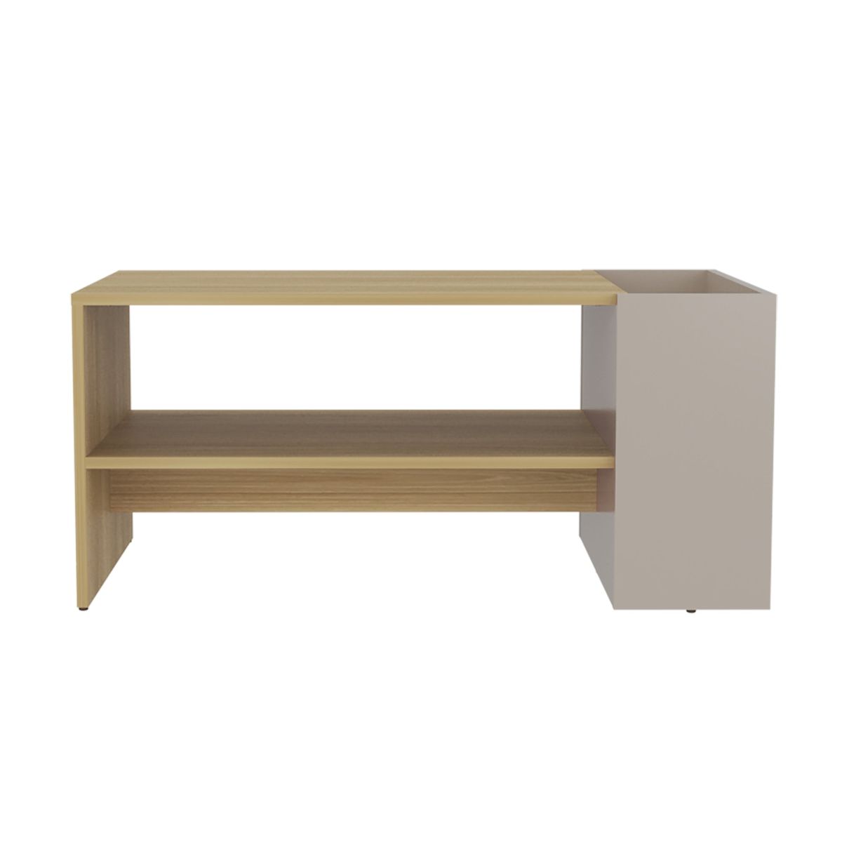 FMFURNITURE - Mesa Centro 42x91x45 Cm Beige Y Café Claro
