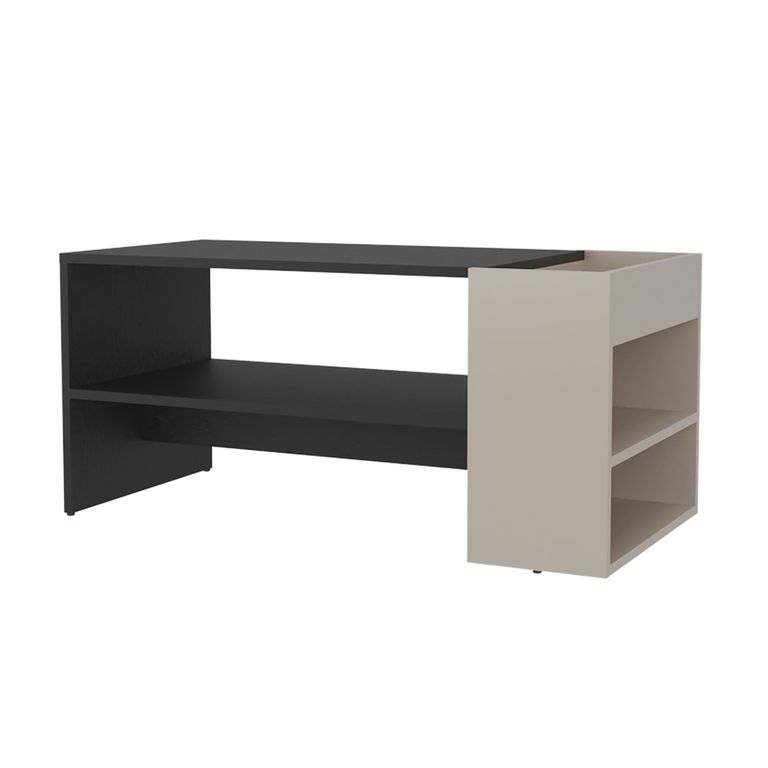 Mesa Centro 42x91x45 Cm Beige Y Negro
