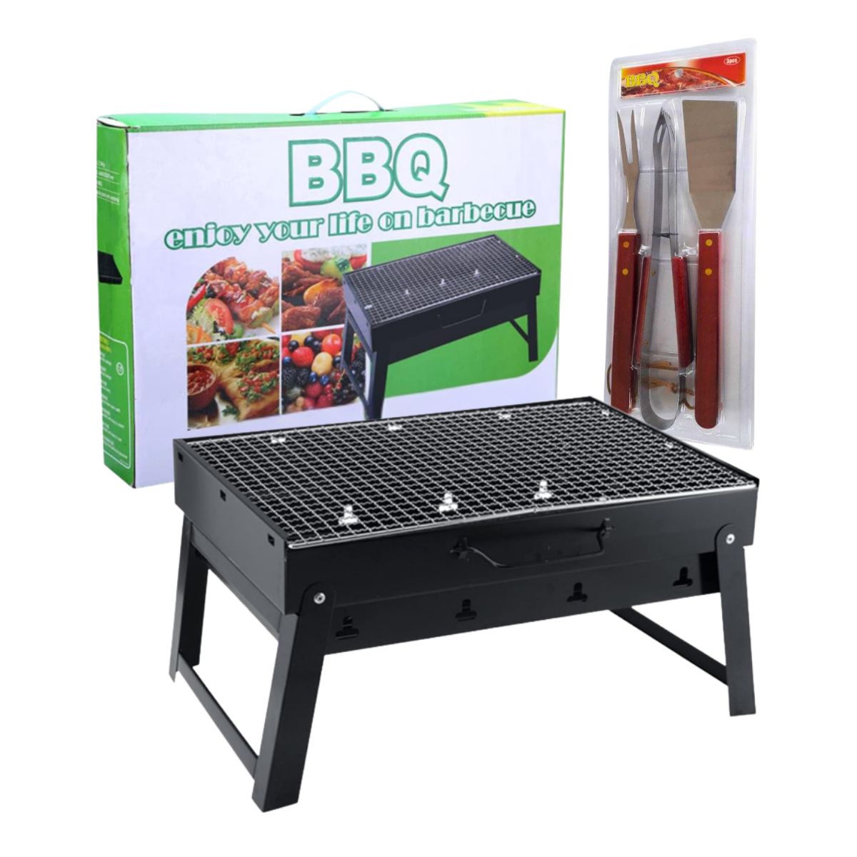 EKOL TACTICA MILITAR - Parrilla Barbacoa Portátil Camping + Set De Regalo
