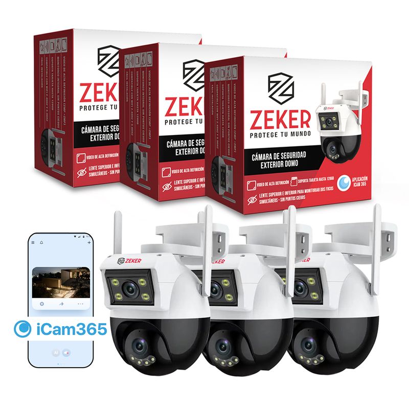 ZEKER - Camara de Seguridad Domo Zeker 4MP 5G Wifi Impermeable Exterior x3