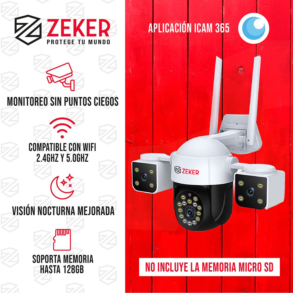ZEKER - Camara De Seguridad Helicopter Zeker 6MP 5G Wifi IP66 Exterior