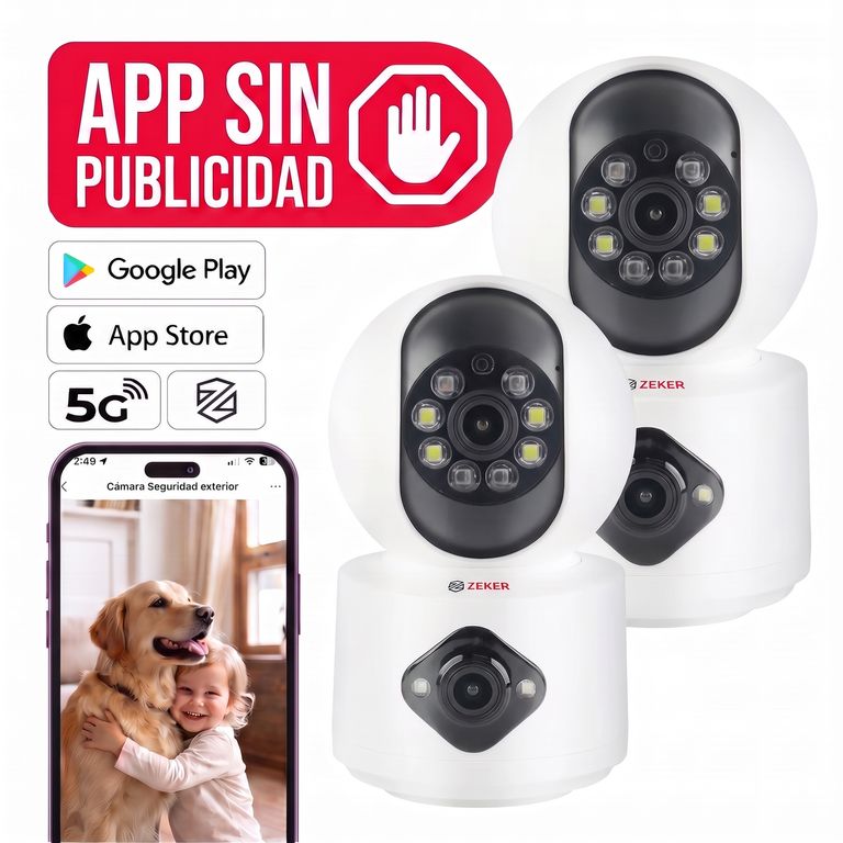 Camara De Seguridad Interior Doble 4MP 5G Wifi IP Pant Tilt x2.