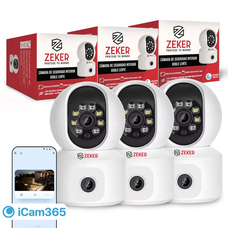 ZEKER - Camara De Seguridad Interior Doble Zeker 4MP 5G Wifi IP Pant Tilt x3