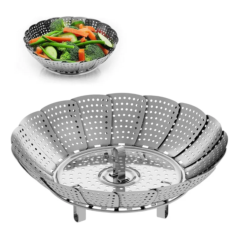 GENERICO - Vaporera Plegable Plateada 21 cm Cocción Saludable