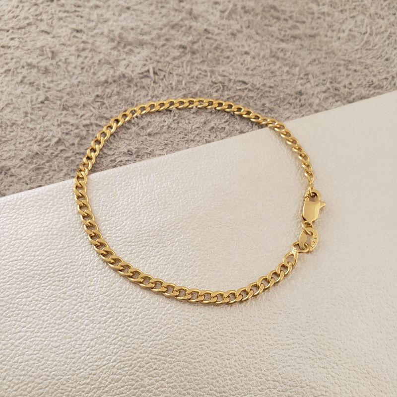 GENERICO - Pulsera tejido cubano semi delgado oro laminado 18k