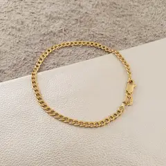 GENERICO - Pulsera tejido cubano semi delgado oro laminado 18k