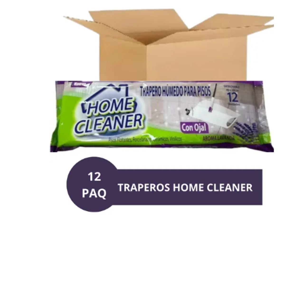 GENERICO - Paño Trapero Humedo Home Cleaner Aroma Lavanda X 12 Paq