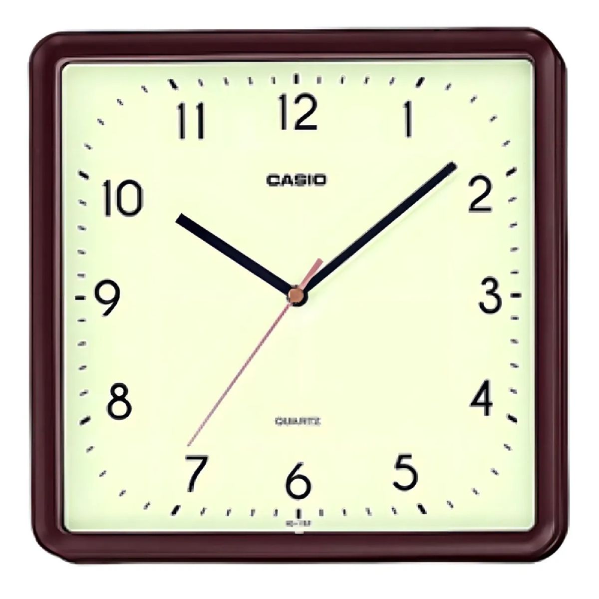 CASIO - Reloj Mural Casio Iq-152-5df Cuadrado Café Fondo Beige Estructura Marrón