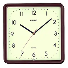 CASIO - Reloj Mural Iq-152-5df Cuadrado Café Fondo Beige Estructura Marrón