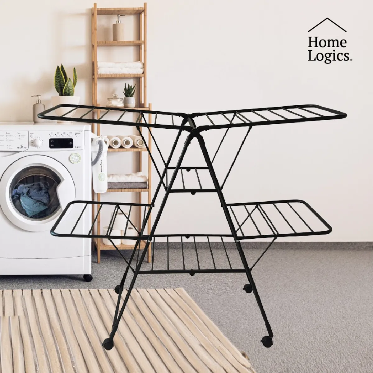 HOME LOGICS - Tendedero Colgador Secador Ropa Ruedas 3 Niveles Home Logics