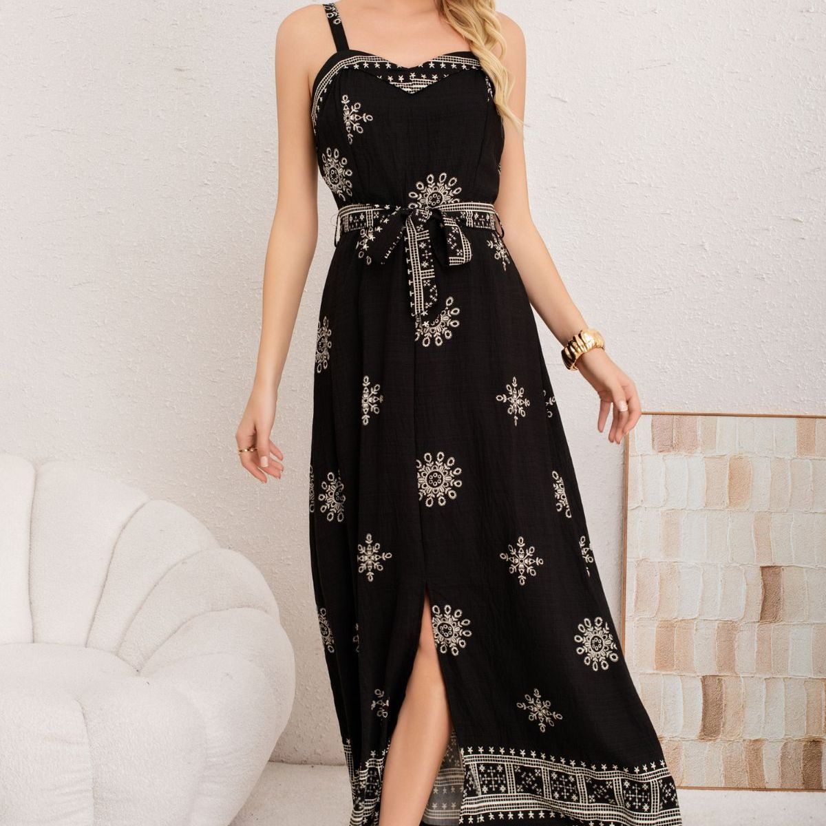 LOOK SHOP - Vestido Largo Primavera Mujer. Diseños Y Colores Con Lazo 3359