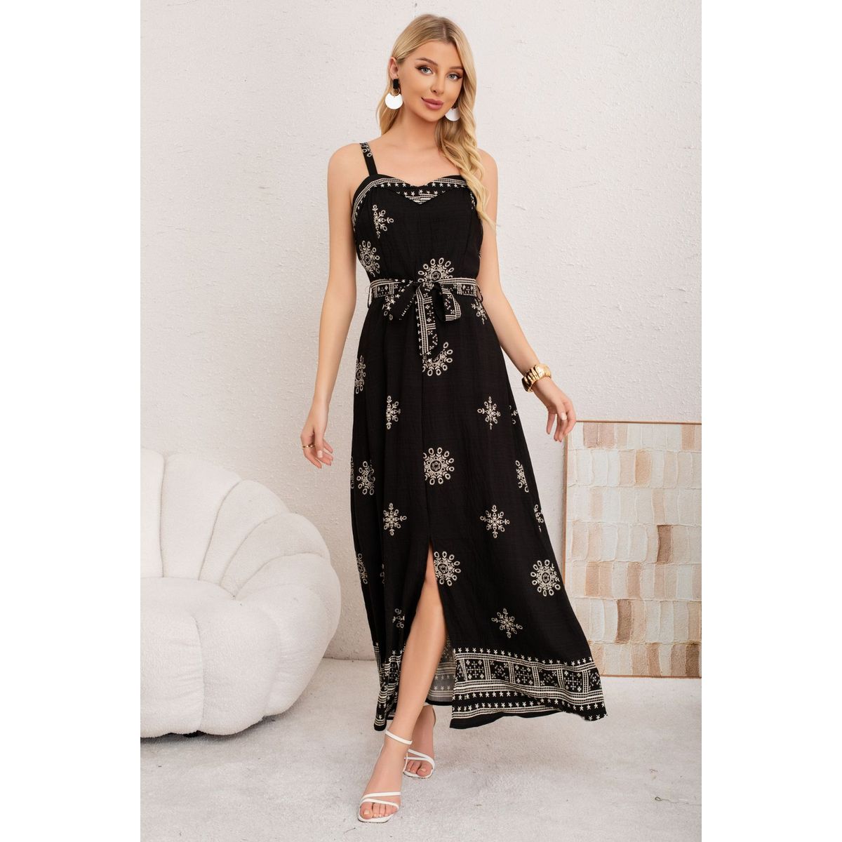 LOOK SHOP - Vestido Largo Primavera Mujer. Diseños Y Colores Con Lazo 3359