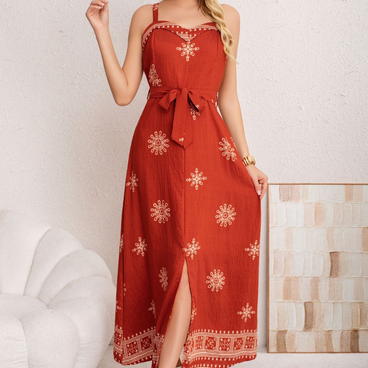 LOOK SHOP - Vestido Largo Primavera Mujer. Diseños Y Colores Con Lazo 3359