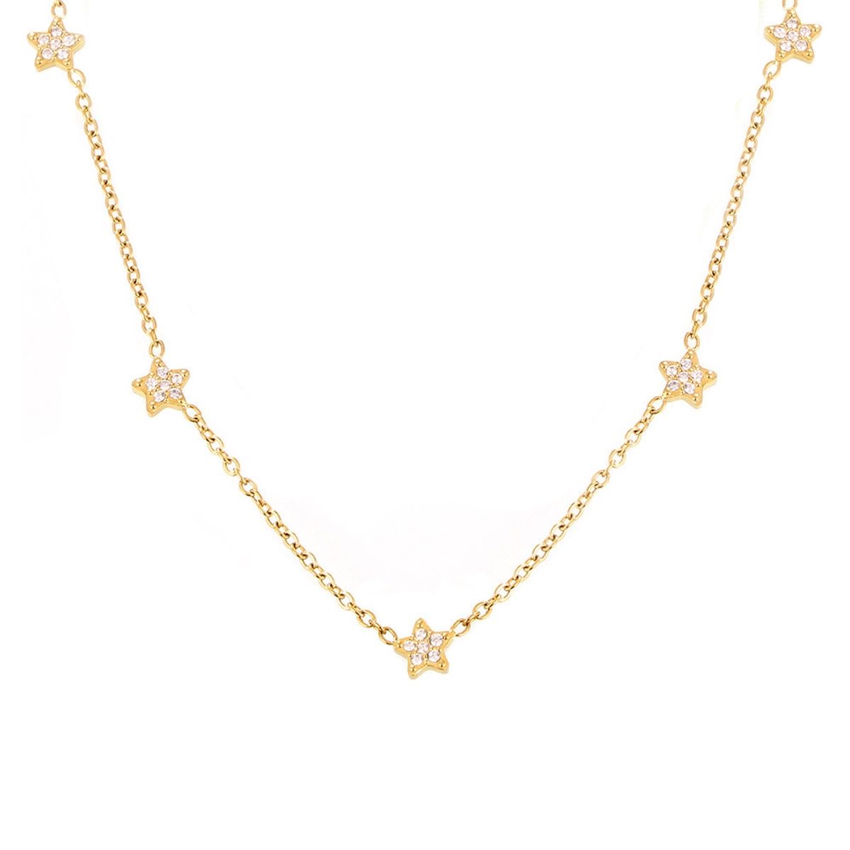LUX JOYAS - Collar Baño Oro 18k Estrellas Brillitos