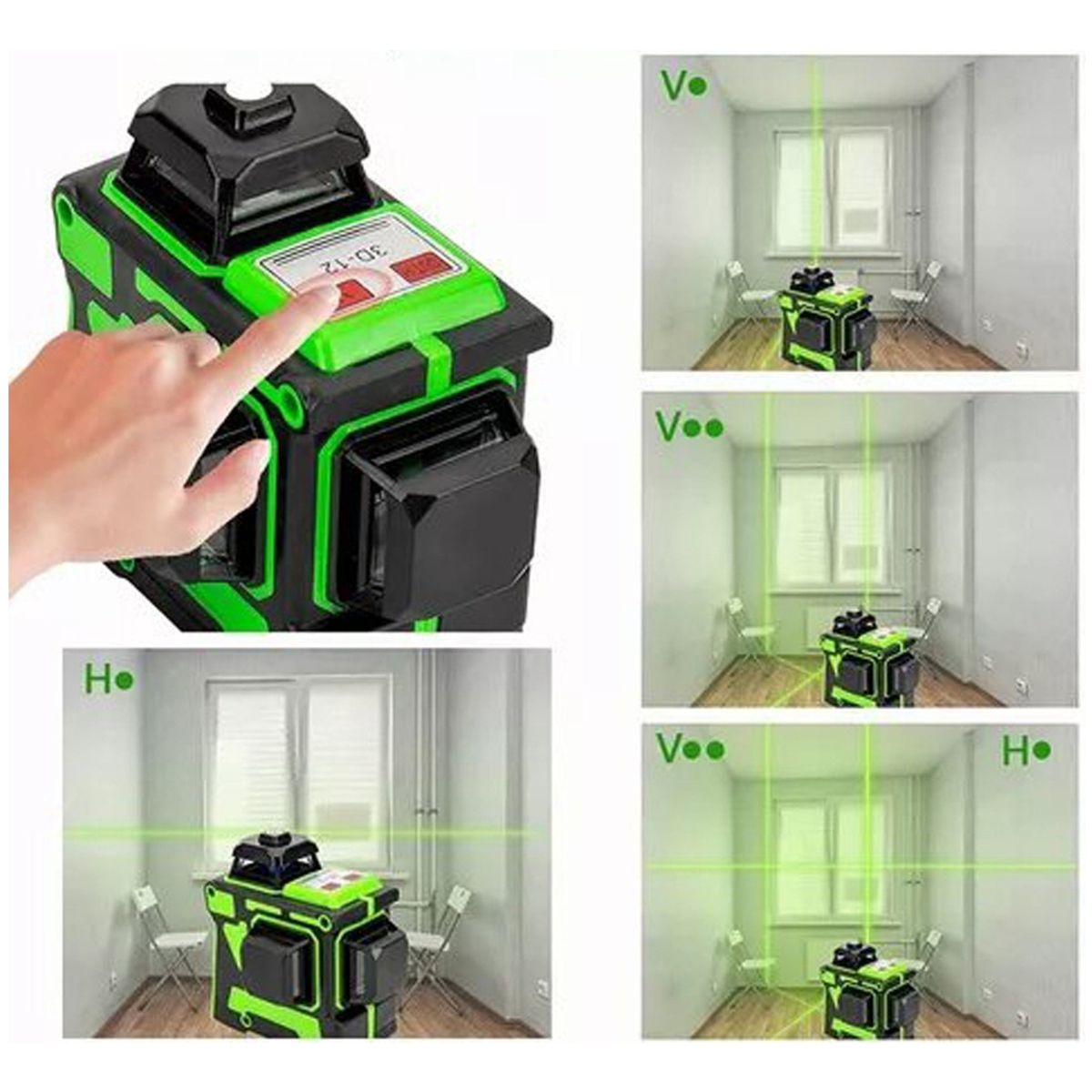 GENERICO - Nivel Laser Profesional 12 Líneas, Maletín, soporte, 2 Baterías