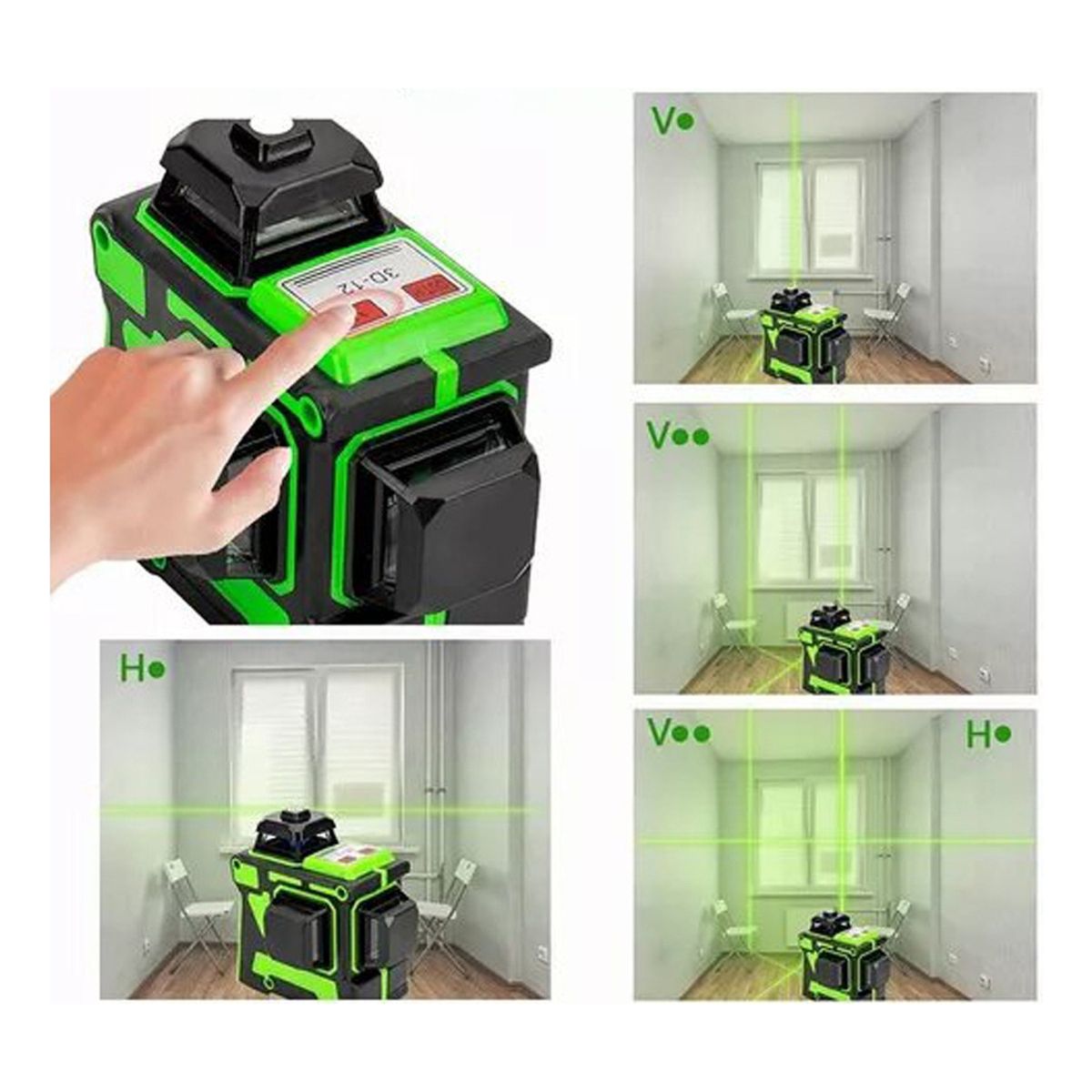 GENERICO - Nivel Laser Profesional 12 Líneas, Maletín, soporte, 2 Baterías