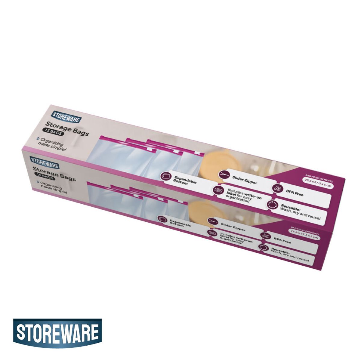 STOREWARE - Bolsas Herméticas Storage 27 x 27 cm Storeware 15 un