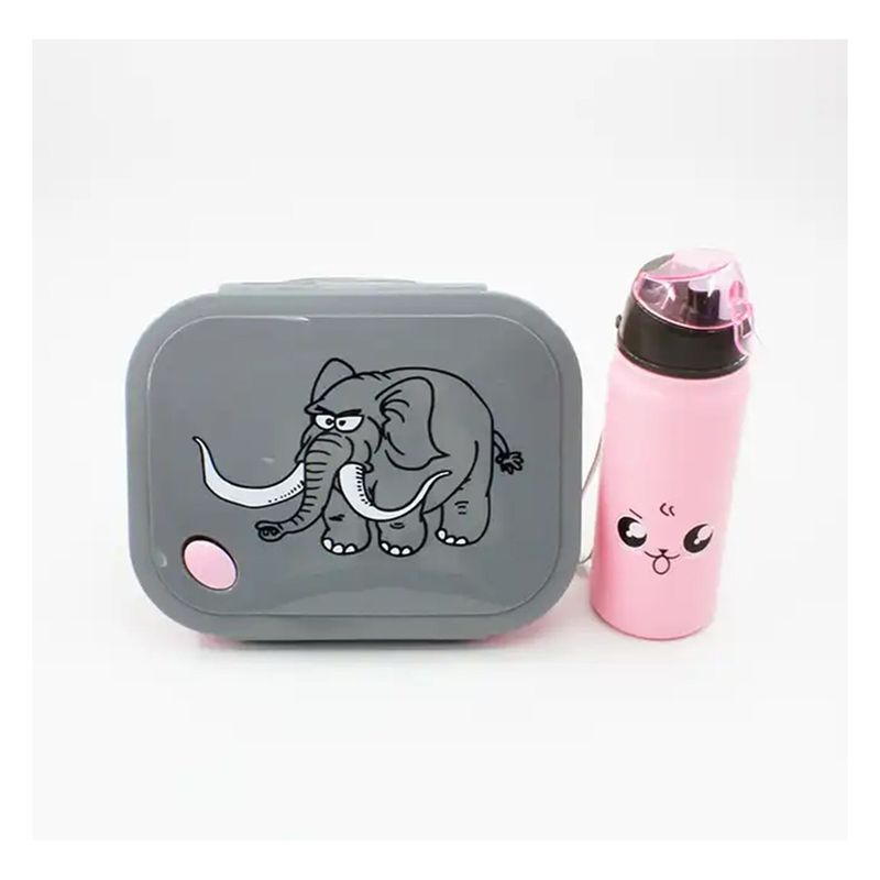 GENERICO - Taper Lonchera Niños Rosa 1200ml con Botella 500ml