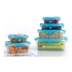 GENERICO - Taper Hermético Pack 6 Tupper Silicona Flexible Celeste