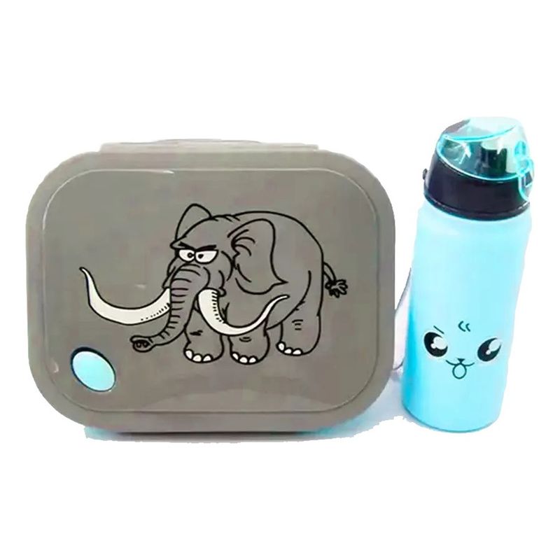 GENERICO - Taper Lonchera Niños Celeste 1200ml con Botella 500ml
