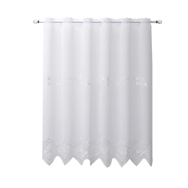 GENERICO - Cortina De Cocina Lino bordado Blanco 115x150 Cm