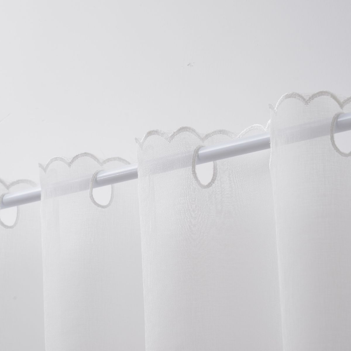 OKAY - Cortina De Cocina Lino bordado Blanco 115x150 Cm