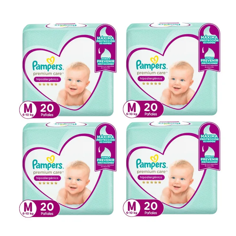 PAMPERS - Pañal Pampers Premium Care X4 M 20 (80 Pañales)
