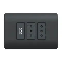 SCHNEIDER - Enchufe Doble 10a + 1 Usb Genesis Black Mwd69956