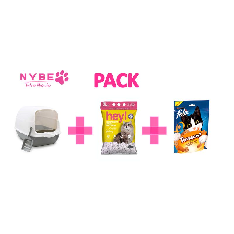 GENERICO - Pack Hey Arenero Pala + Arena 3k + Snack Purina Felix