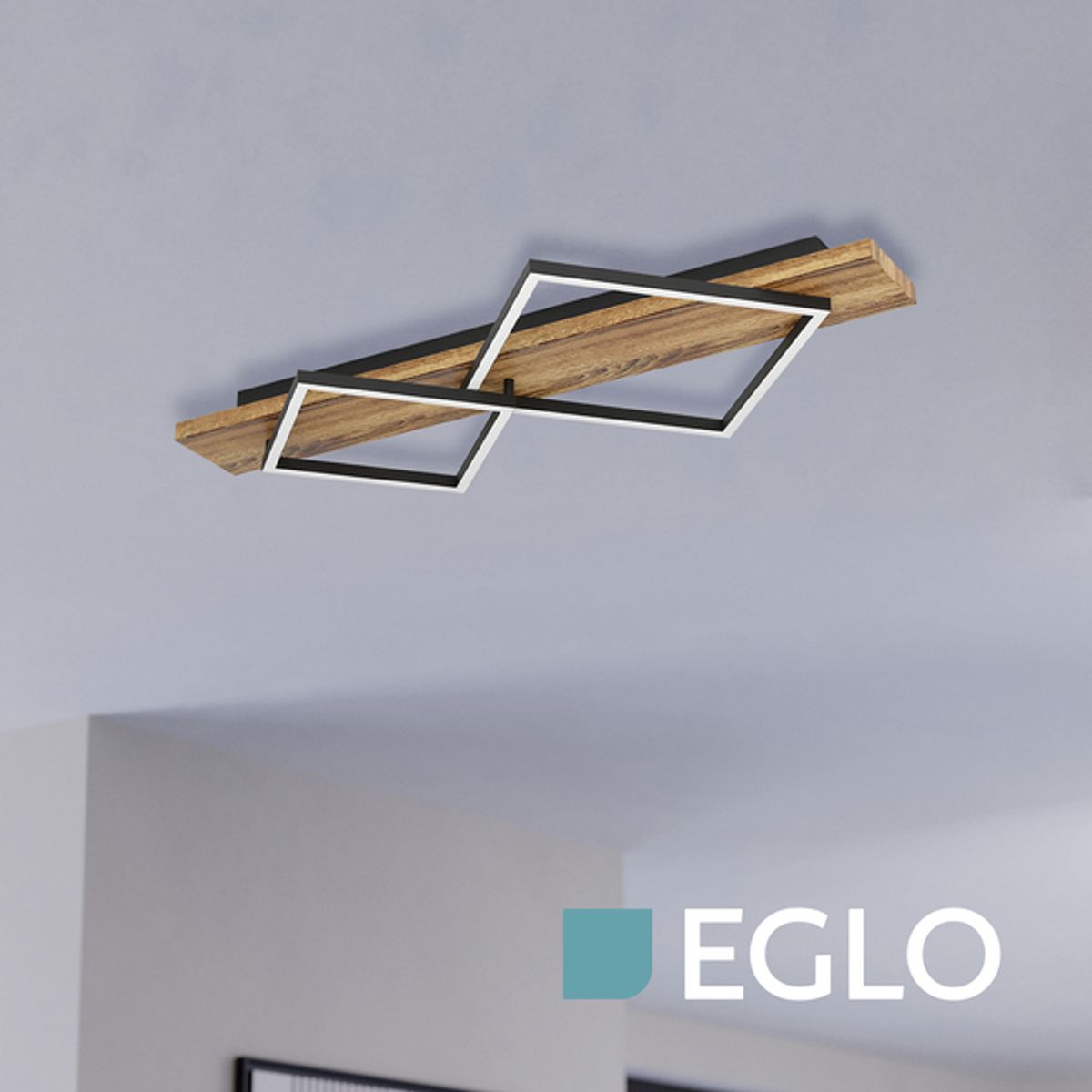 EGLO - Apliqué de Techo Eglo Boyal Negro Cafe Led 1X13W 1X15W IP20  Cód901935