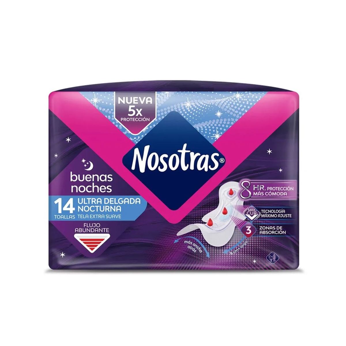 NOSOTRAS - Toallas Higiénicas Nosotras Nocturna Ultra Delgada 14unid