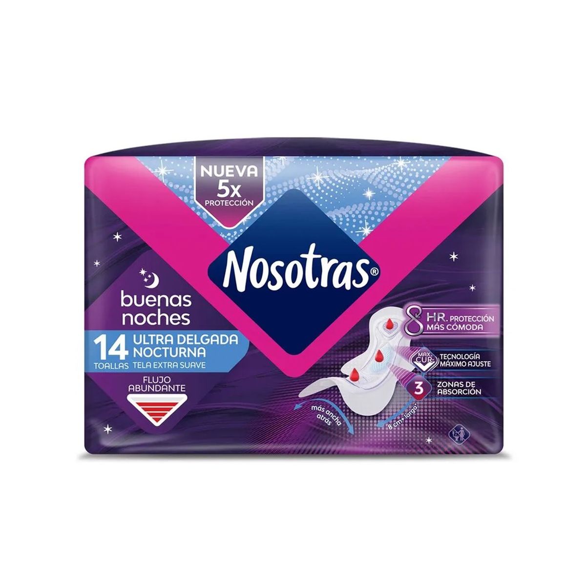NOSOTRAS - Toallas Higiénicas Nosotras Nocturna Ultra Delgada 14unid
