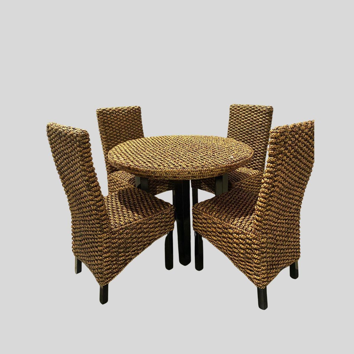 TERRA ESTILO - Comedor Rodonda Rattan Natural 4 Personas