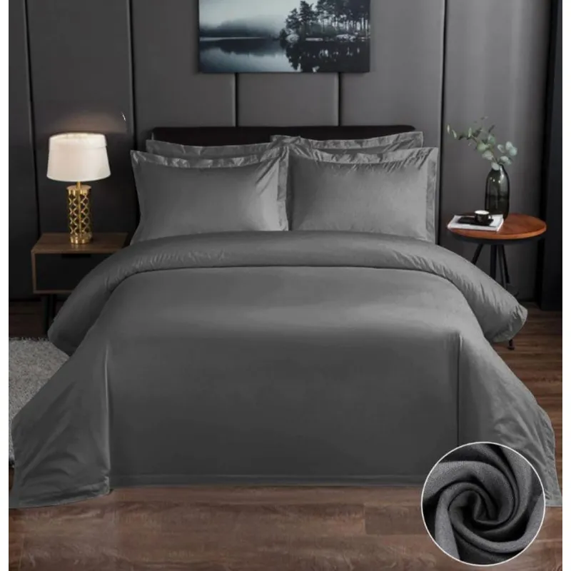 HOMEY - Pack De 2 Sabanas Bajeras Lisas 2 Plazas, 100% Poliester Color Gris