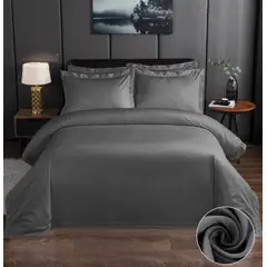 HOMEY - Pack De 2 Sabanas Bajeras Lisas 2 Plazas, 100% Poliester Color Gris