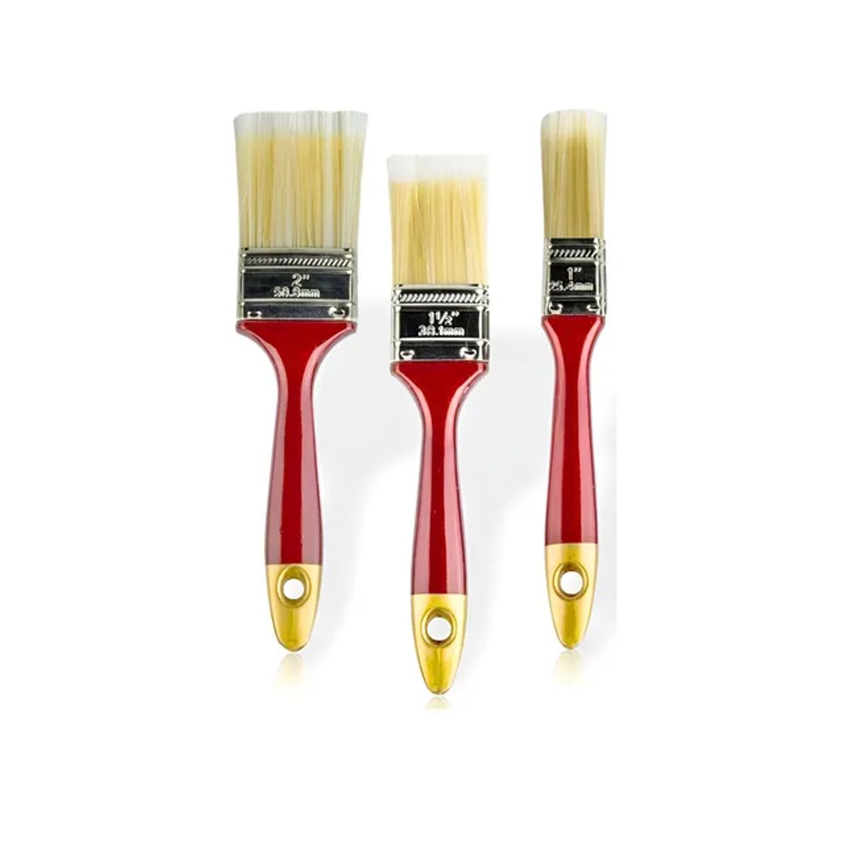 GENERICO - Set De 3 Brochas 1 1 1/2 Y 2 Pulgadas Mango De Plástico