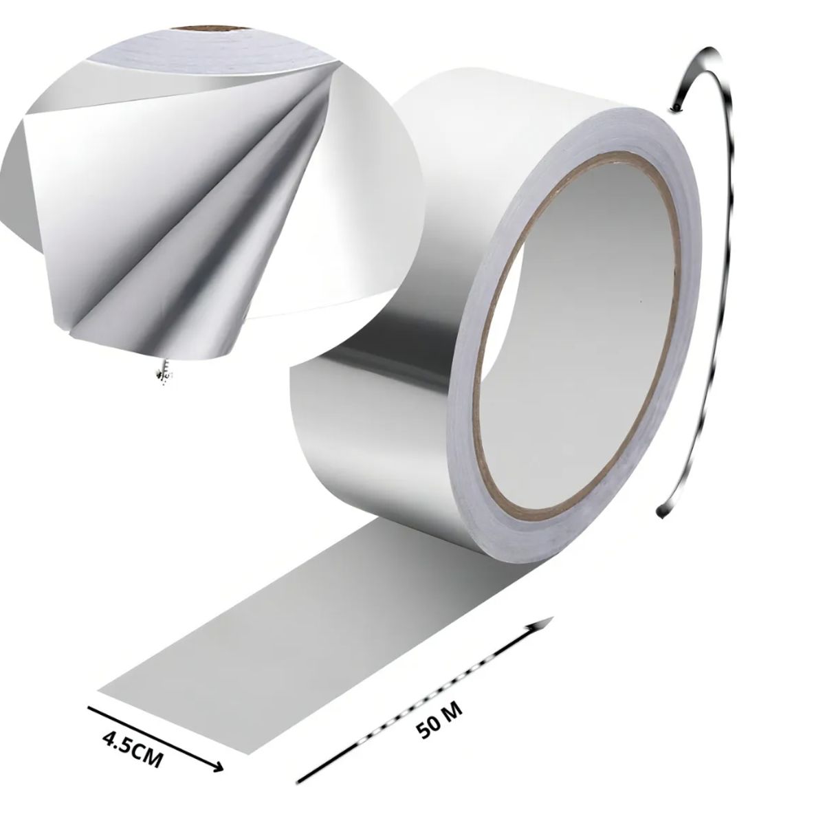 DALI - Cinta Huincha De Aluminio Adhesiva 50m Color Plateado