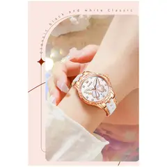 STARTECHOFFICE - Reloj de Mujer de Lujo con Mariposa Zirconia Correa de Cerámica