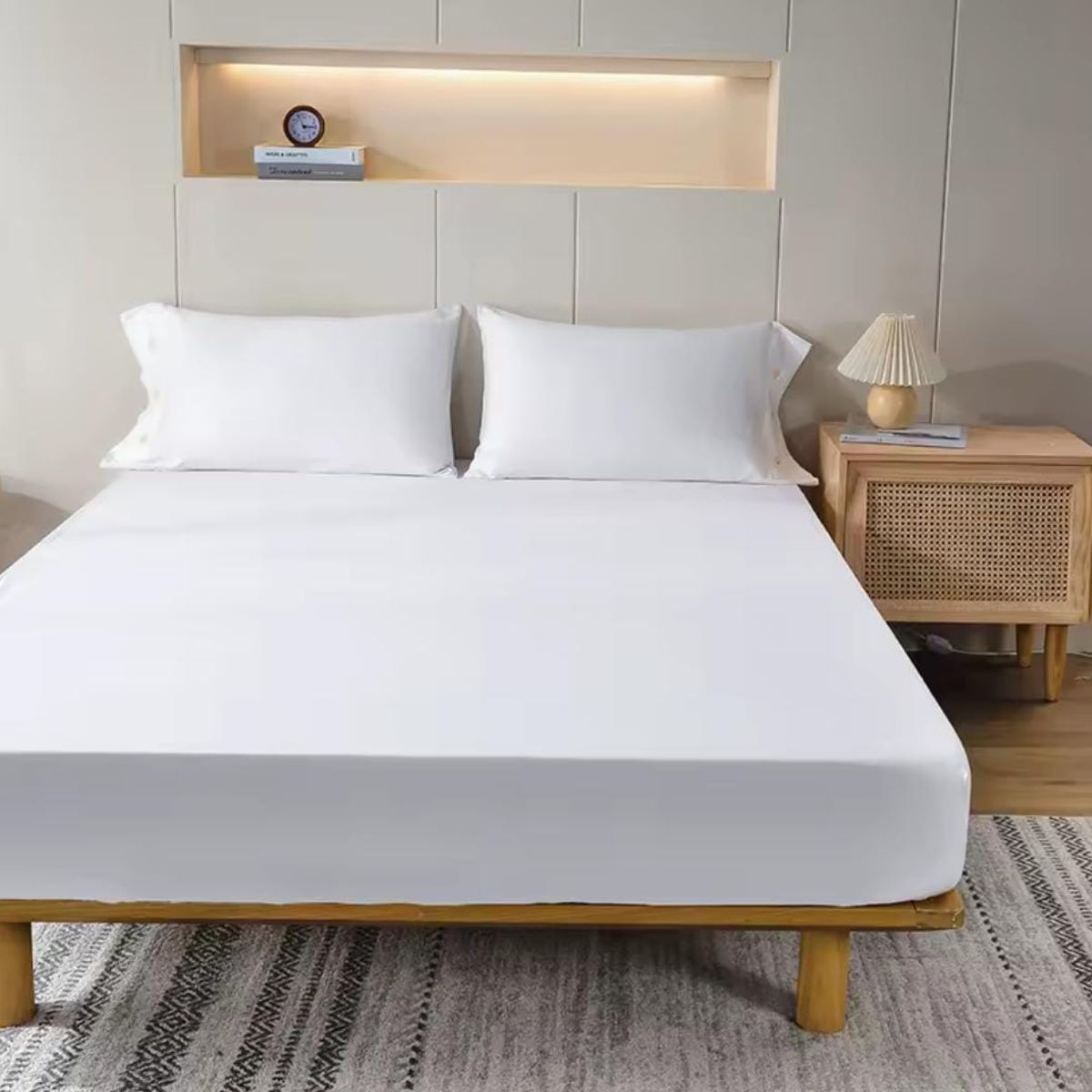 HOMEY - Pack De 2 Sabanas Bajeras Blanas1.5 Plazas 100% Poliester