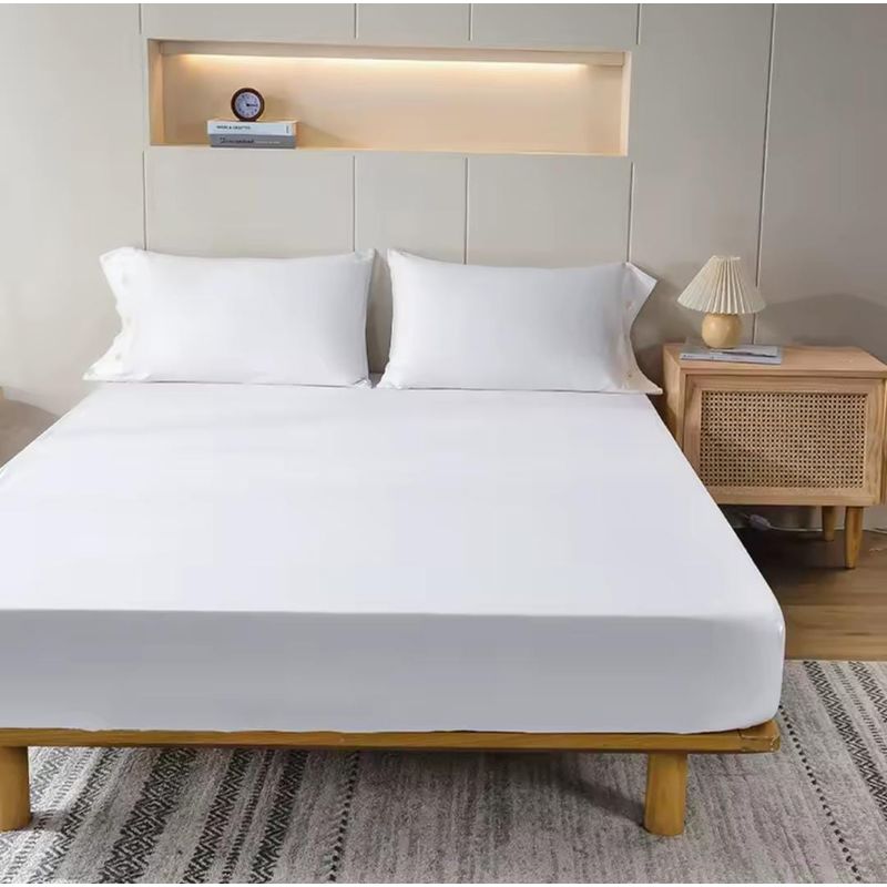HOMEY - Pack De 2 Sabanas Bajeras Lisas 2 Plazas, 100% Poliester Color Blanco