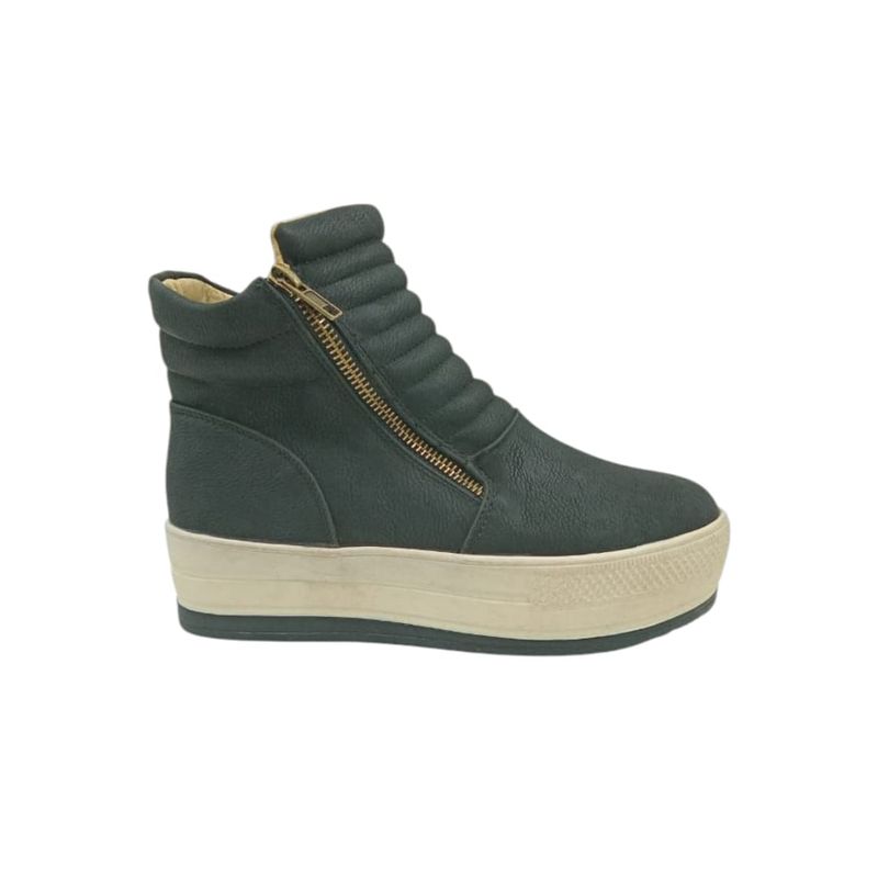 HERIEL - Zapatilla Negra Caña Plataforma Mujer
