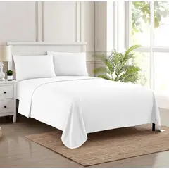 HOMEY - Pack De 2 Sabanas Inferior LisaS, Blancas 100% Poliester