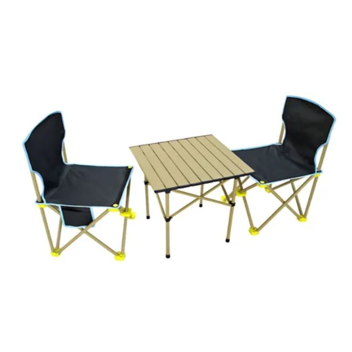 CRUSEC - Pack Mesa Y 2 Sillas Plegables Exterior Camping Portatil