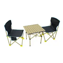 CRUSEC - Pack Mesa Y 2 Sillas Plegables Exterior Camping Portatil