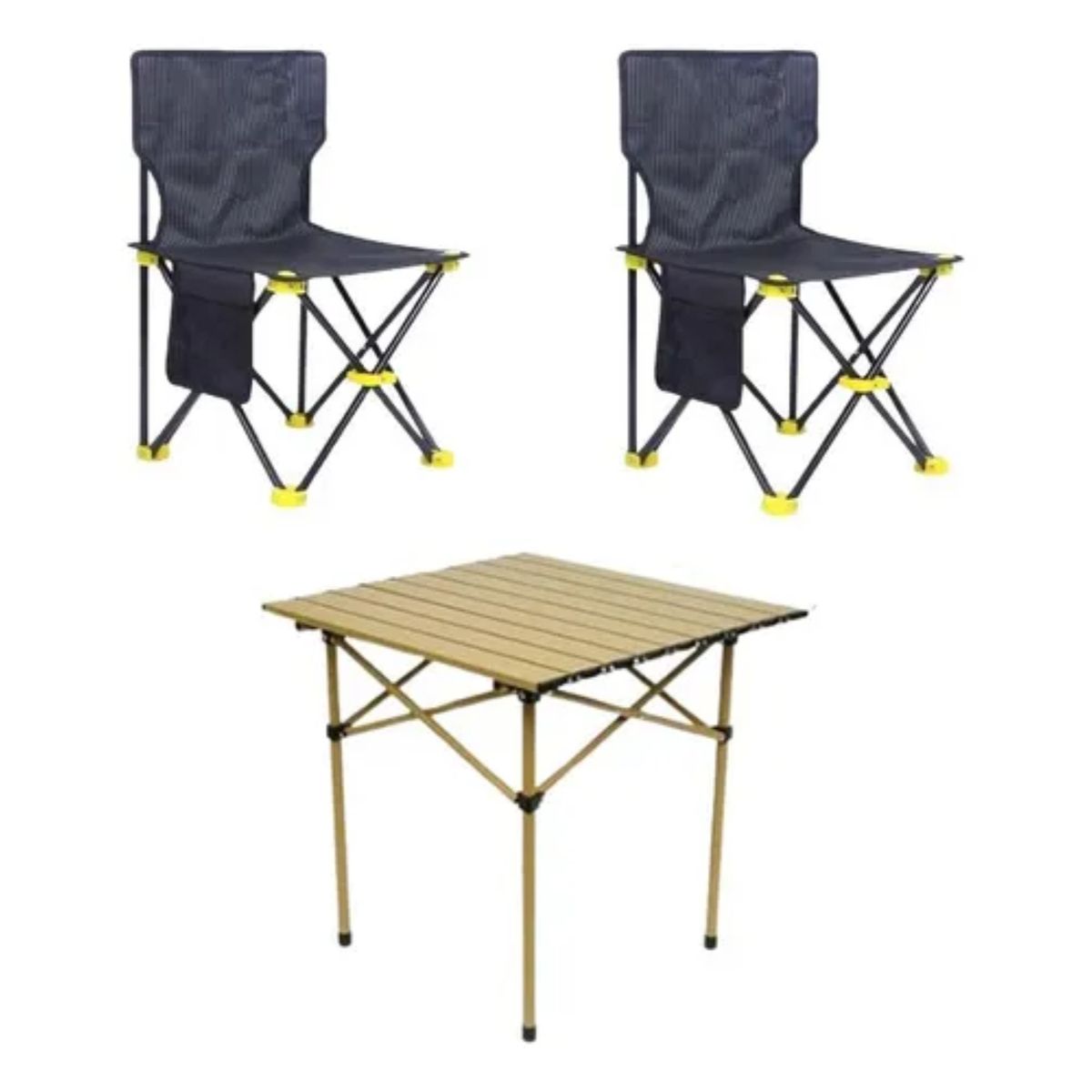 CRUSEC - Pack Mesa Y 2 Sillas Plegables Exterior Camping Portatil