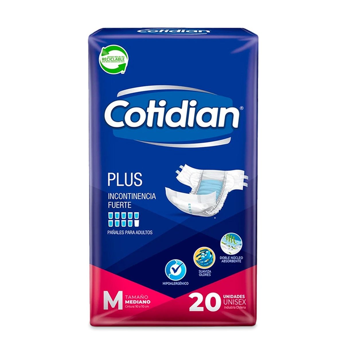 COTIDIAN - Pañales De Adulto Cotidian Plus Tamaño Mediano 20unid
