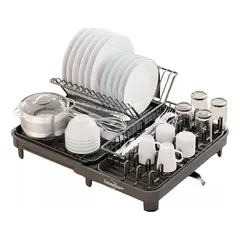 GENERICO - Escurridor Plegable de Platos Expansible para Cocina Negra