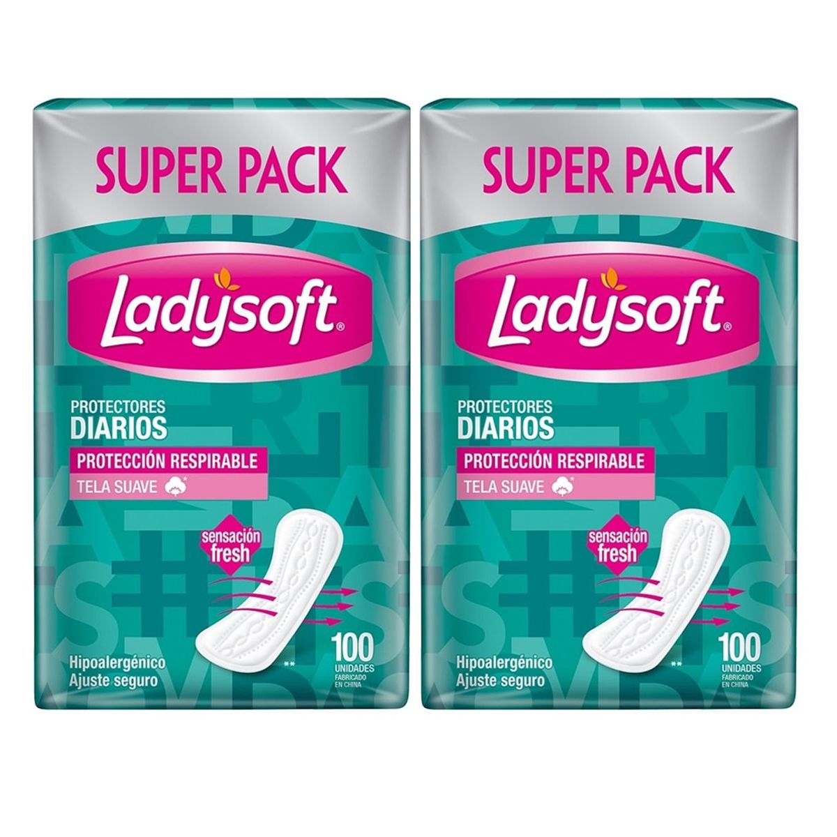 LADYSOFT - X2 Protectores Diarios Ladysoft Clásicos Tela Suave 100unid